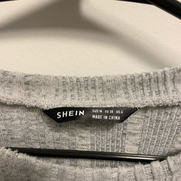 SHEIN Grey Ribbed Long Sleeve Cropped Shirt - Picture 3 of 3